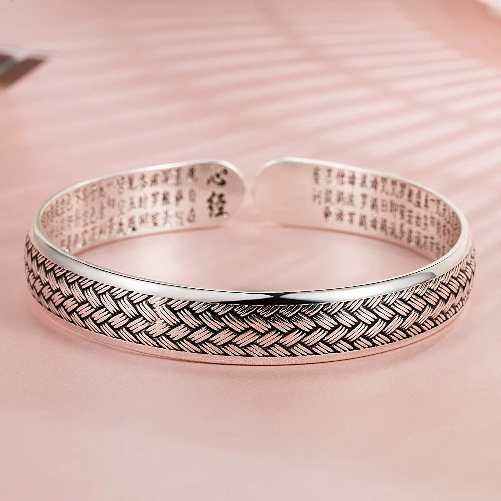 925 Sterling Silver Bracelet For Women men Fashion Wedding Party Cute Lady Handmade weaving Jewelry adjustable retro