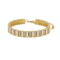 Gold Plated Fashion Women Jewelry Set Geometric Plain CZ Paved Bar Charm Link Chain Choker Necklace Bracelets