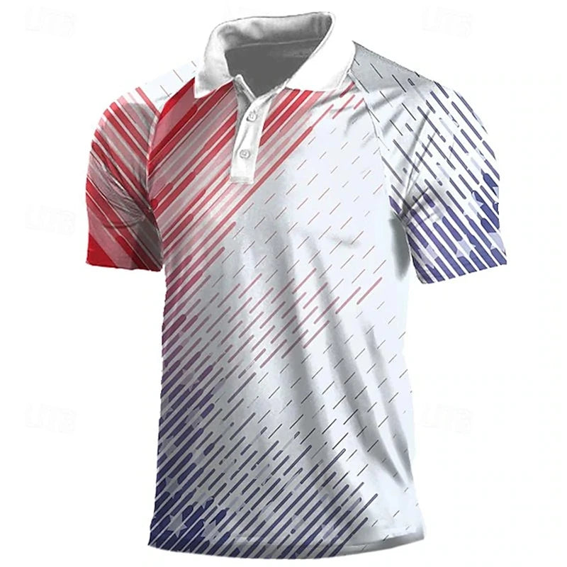 National Flag Men's Casual 3D Polo Shirt Street Daily Holiday American Independence Day Short Sleeve Turndown Polo Shirt Clothes