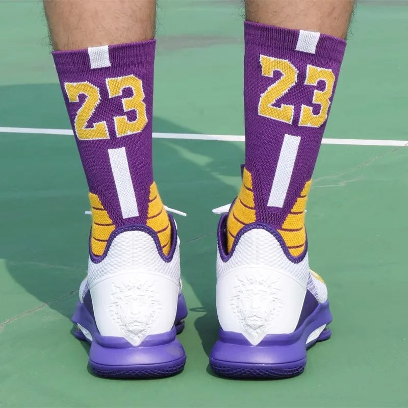 Professional Star Basketball Socks Adults Kids Number 23 Elite Towel Bottom Sports Socks Non-slip Breathable Durable Socks
