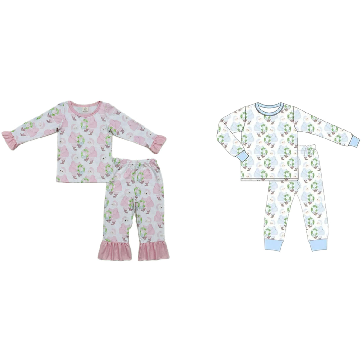 Wholesale Children Christmas Pajamas Long Sleeves Baby Girl Boy Santa Shirt Set Kids Pants Toddler Outfit Nightwear Sleepwear