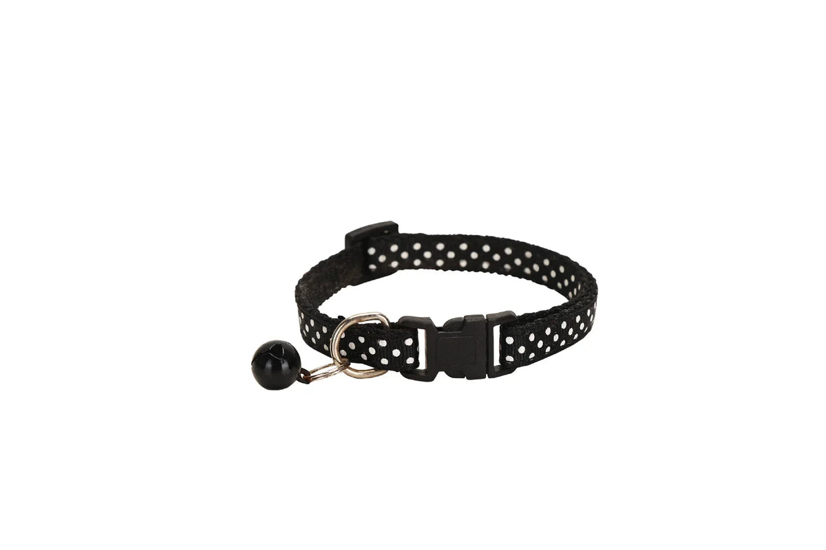 Pet Reflective Material Elastic Accessories Adjustable Security, Bell Dot Dog And Cat With Polka Dot Collar
