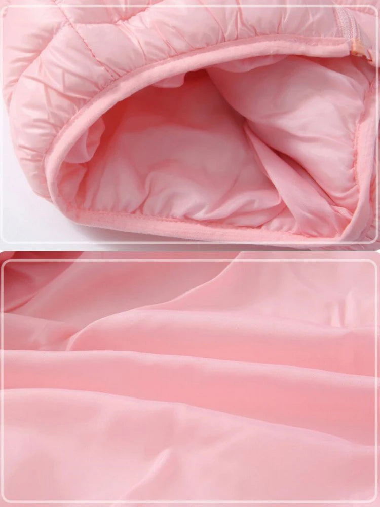 Kids Girls Hooded Lightweight Down Jackets Boys Baby Cute Ears Coats Autumn Winter Warm Zipper Outerwear Children Casual Clothes