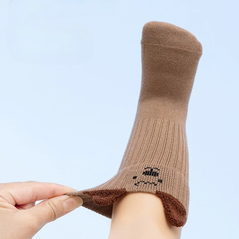 3Pairs Cute Kids Socks For Girls Boys Soft Cotton Baby Toddler Boy Girl Sock Cartoon Children's Short Socks Autumn Winter 0-5Yrs
