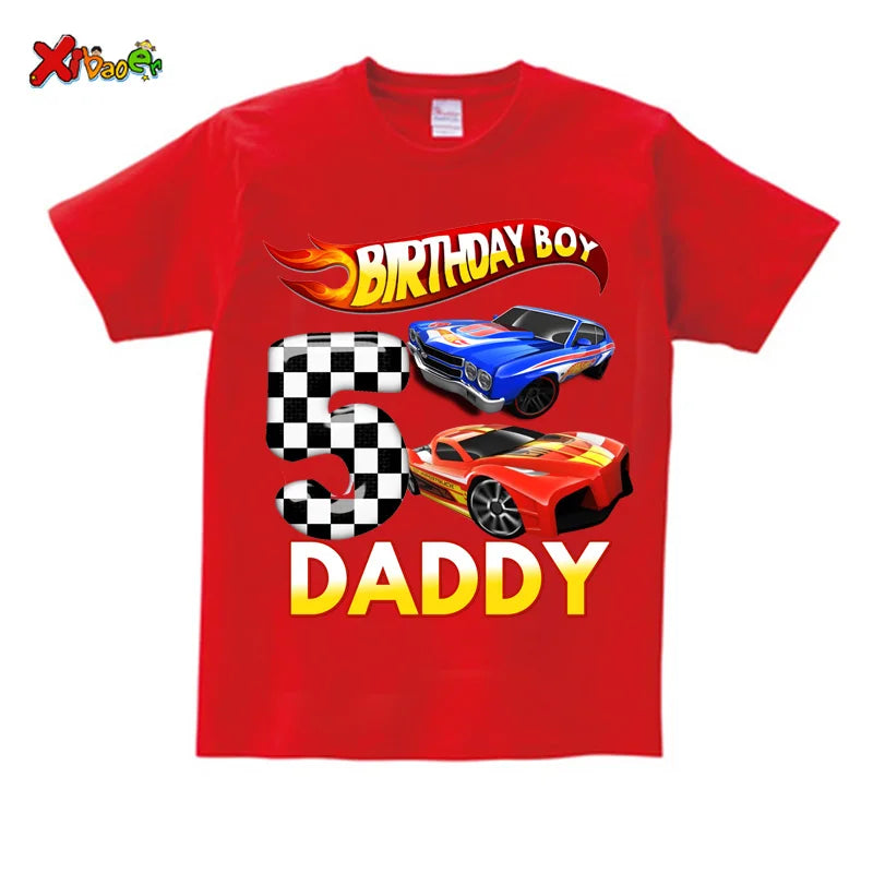 Kids Racing Birthday T Shirt 5 Year Old 2nd T Shirt Kids Shirts for Children Party BOYS Summer Custom Name Toddler Baby T Shirts