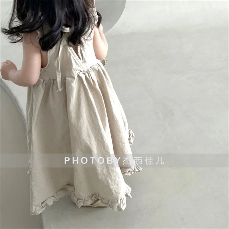 Korean Version of Baby Girl's Summer Dress New Dress Sleeveless Loose Doll Skirt Fashion and Cute Kids Dress