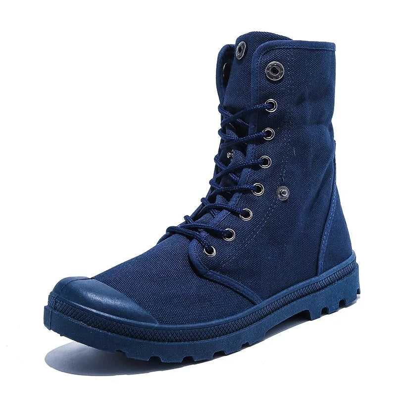 Canvas Boots Men Boots High Top Shoes for Men 2025 New Trend Platform Cuff Shoes Men Casual Ankle Boots Military Bota Masculina
