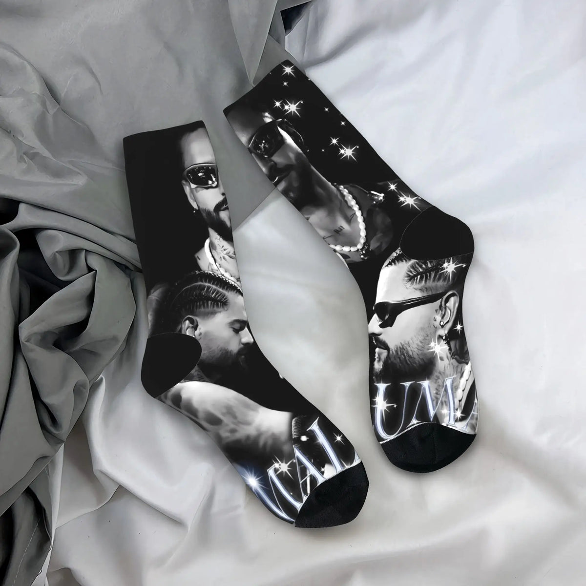 Women Men Socks Maluma Rapper  Stockings Autumn Trendy High Quality Socks Printed Climbing Non-Slip Socks