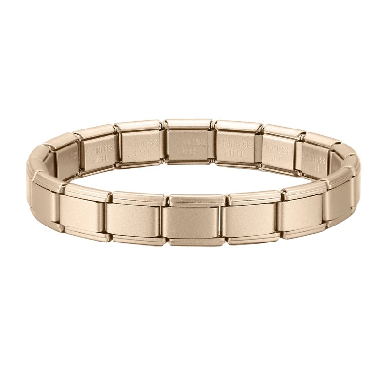 Men's Women's Jewelry DIY 9MM Width Italian Elastic Charm Bracelets Gold Silver Solid Color Stainless Steel Fashion Bangle Basic