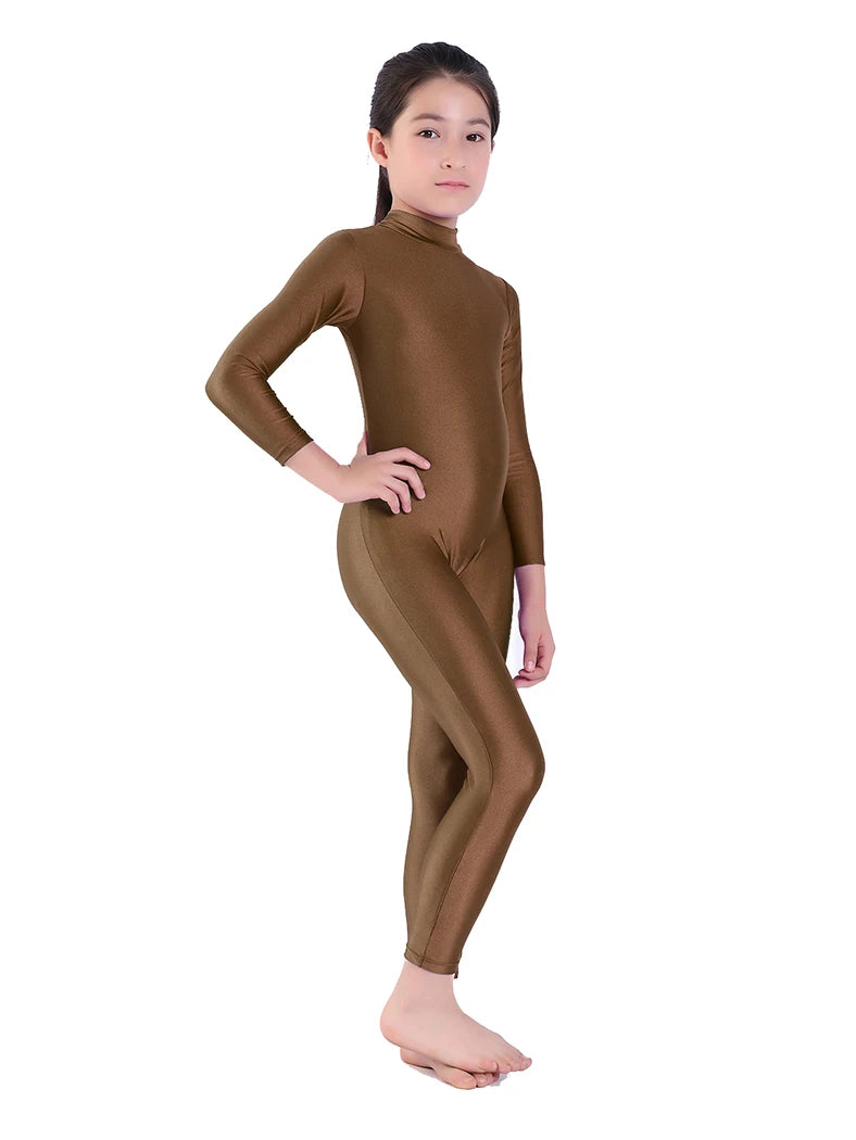 Kids Ballet Skate Dance Wear Girls Gymnastics Bodysuit  Long Sleeve Bodysuit Children Jumpsuit Wear Training Performance Wear