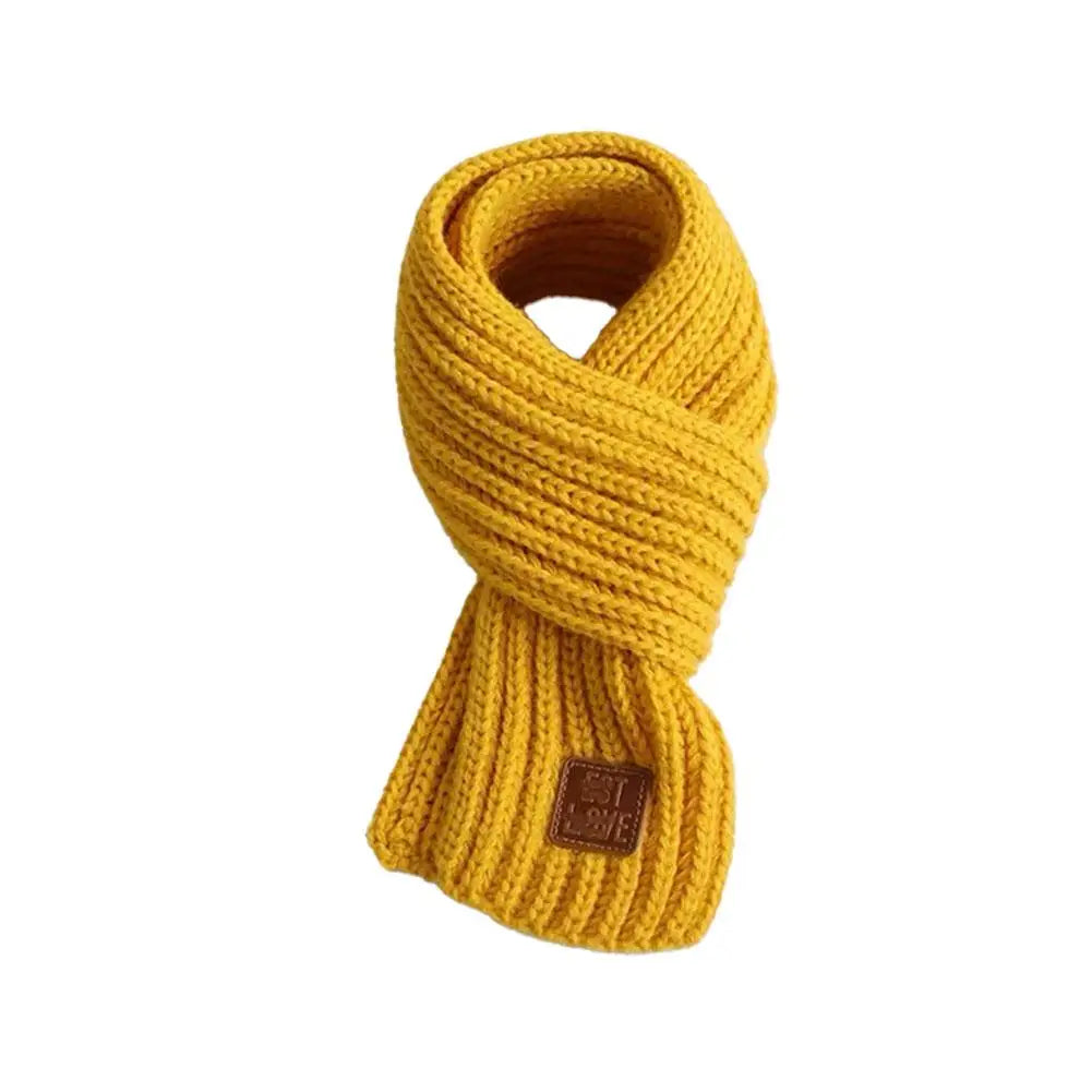Kids Knitted Warm Scarf Thick Cold Resistant Solid Color Soft Short Style Lovely Scarf Christmas Gift Green Scarf Accessories