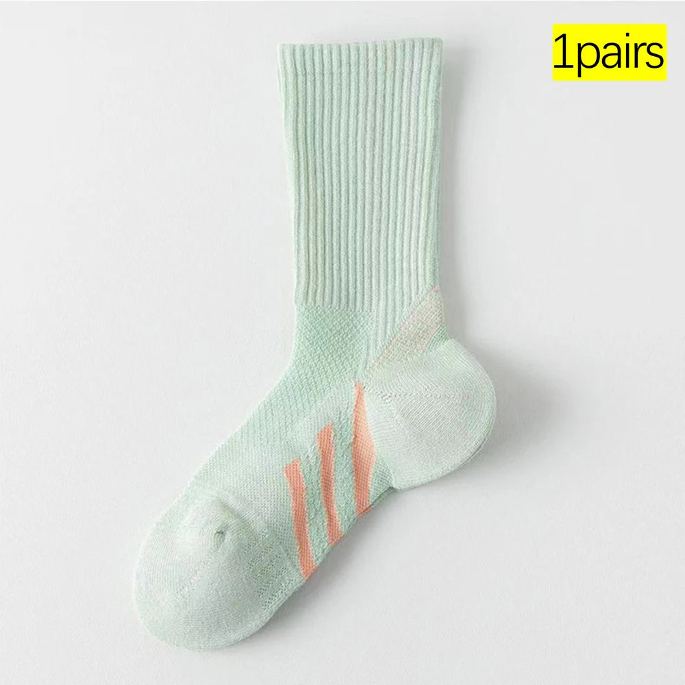 Casual Sports Socks Professional Sweat Absorbing Knee High Athletic Socks Cushioned Breathable Badminton Tennis Fitness Socks