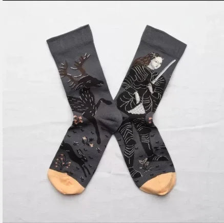 Trendy and Personalized Men Socks Hip Hop Oil Painting Abstract Sock Mouth Letter Embroidery Autumn Mid Tube Socks Women носки