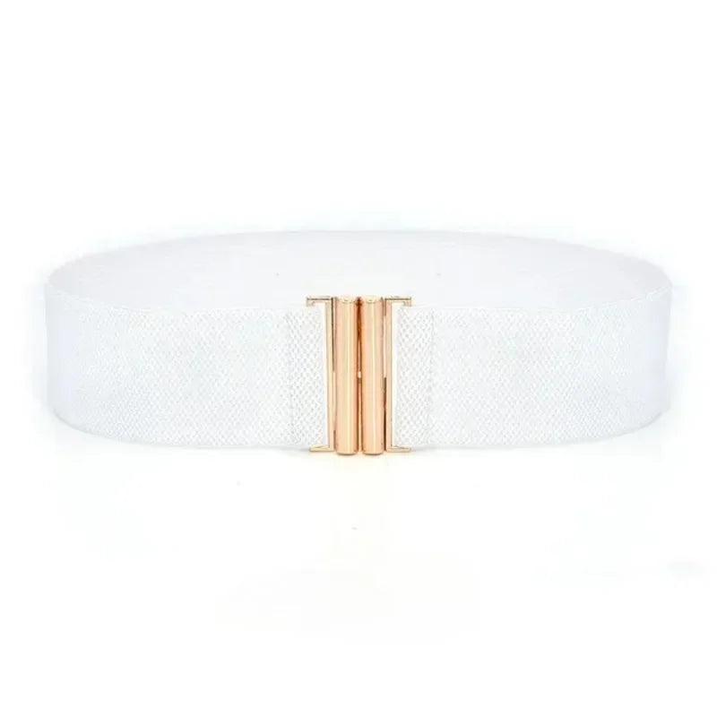Women Elastic Band Wide Belts Simple Down Coat Waist Belt Female Black Strap Dress Decoration Accessories Metal Buckle Waistband
