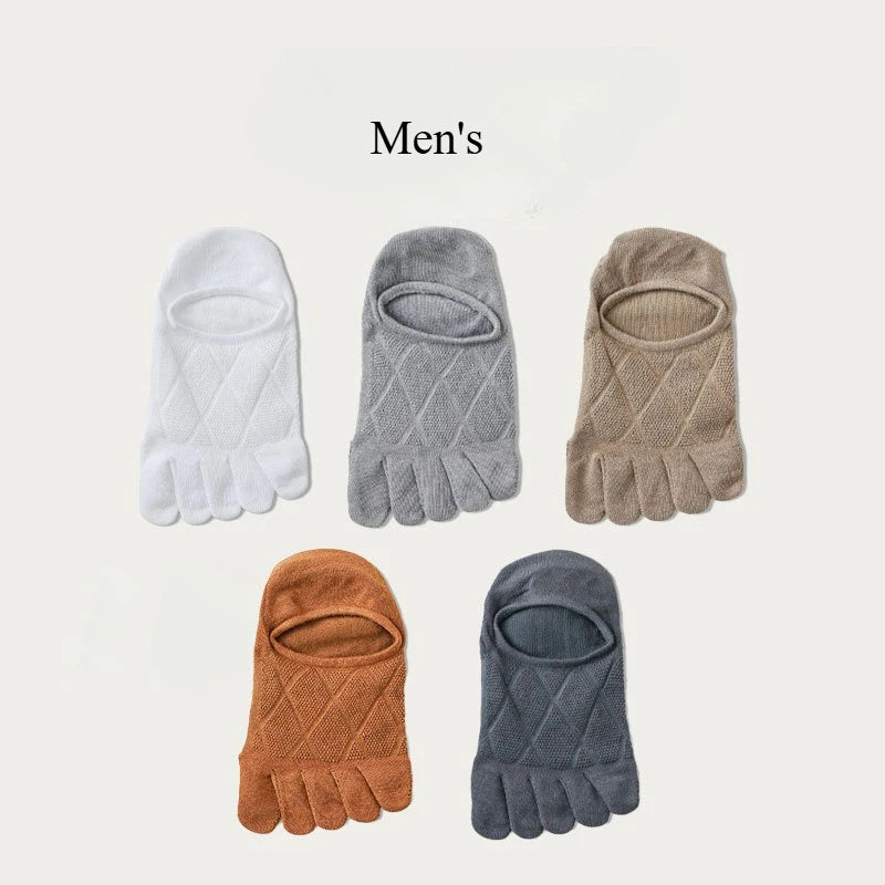 Women's 5 Pair Cotton 5-toe Socks Summer Breathable Mesh Sock for Women Mens Five Finger Ankle Toe Socks Low Cut Sock for Ladies