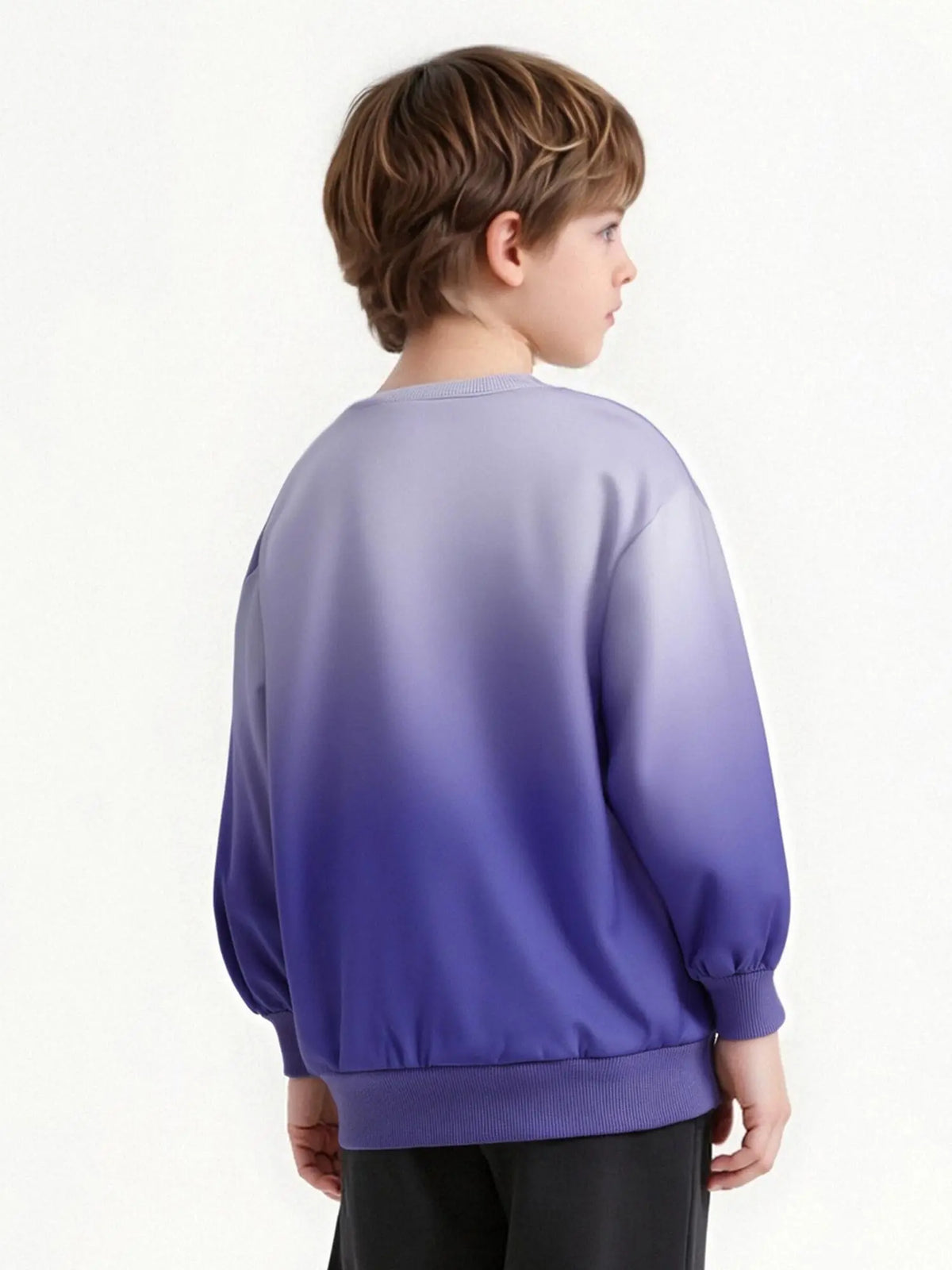 Kids Boys Girls Gradient Sweatshirt Letter Print Round Neck Long Sleeve Pullover Elastic Cuffs Top for Everyday Wear Playwear