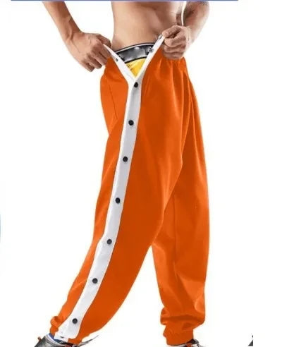 Men Sweatpants Jogging Sportswear  Men's Fitness Pants Casual Loose Mesh Trousers Quick-dry Breathable Pants Side button design