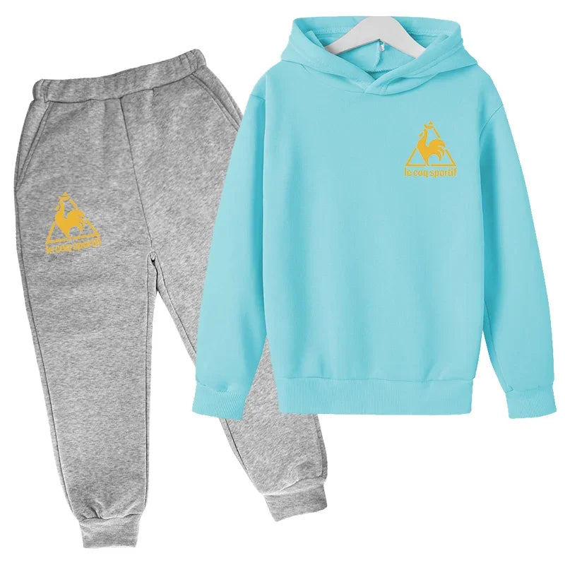 Kids Spring Autumn Casual Fashion Pullover Hoodie+Pants 2pcs Tracksuits 2-13 Years Boys Girls Streetwear Children Clothes Sets