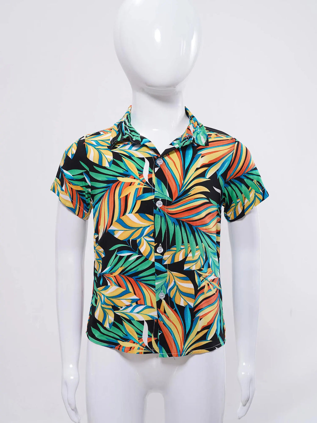 Kids Boys Hawaiian Shirts Tropical Graphic Print Short Sleeve Shirt Casual Turn-Down Collar Tee Tops for Vacation Beach Holiday