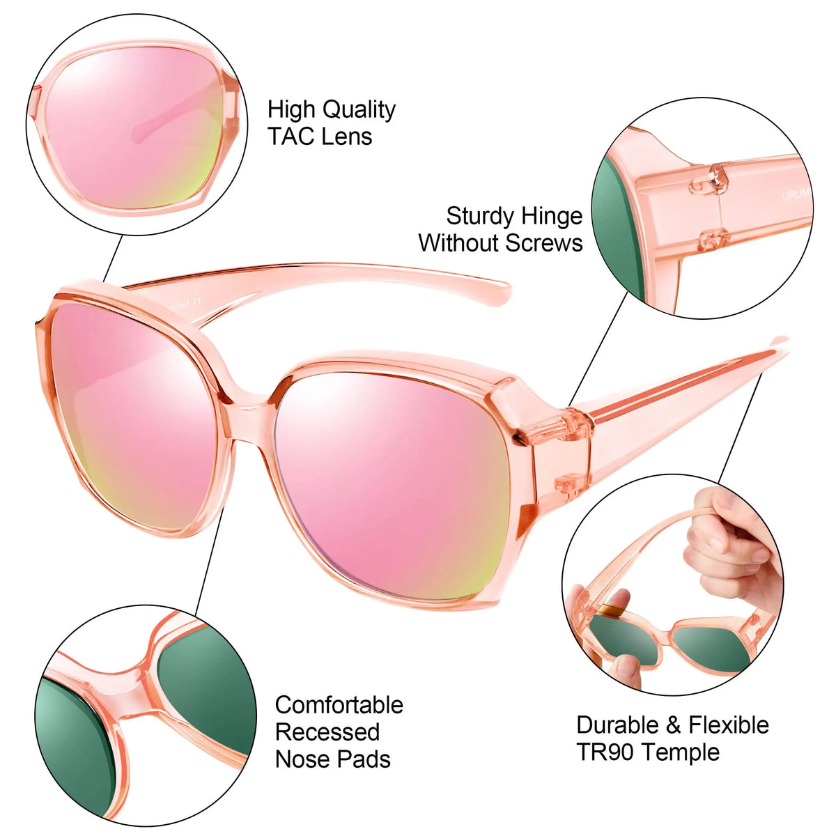 Oversized Sunglasses Fit Over Glasses for Women, UV400 Protection Square Shades Extra Large Sun Glasses