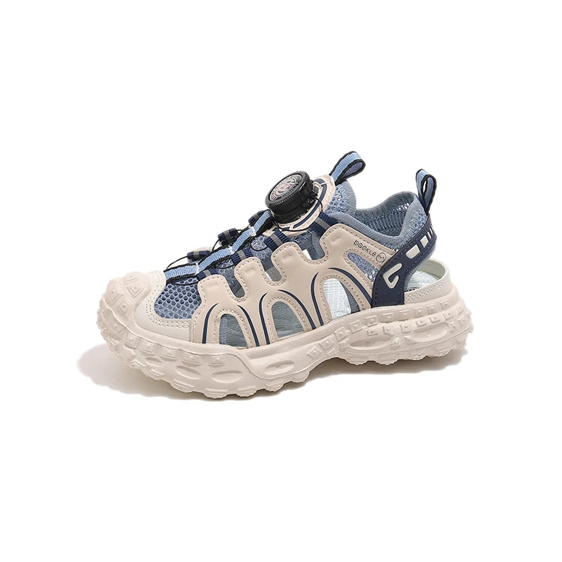Children's Sports Sandals 3-18 Years Old Blue Hollow Breathable Boys Girls Casual Shoes Light Purple Soft Non-slip Kids Sneakers