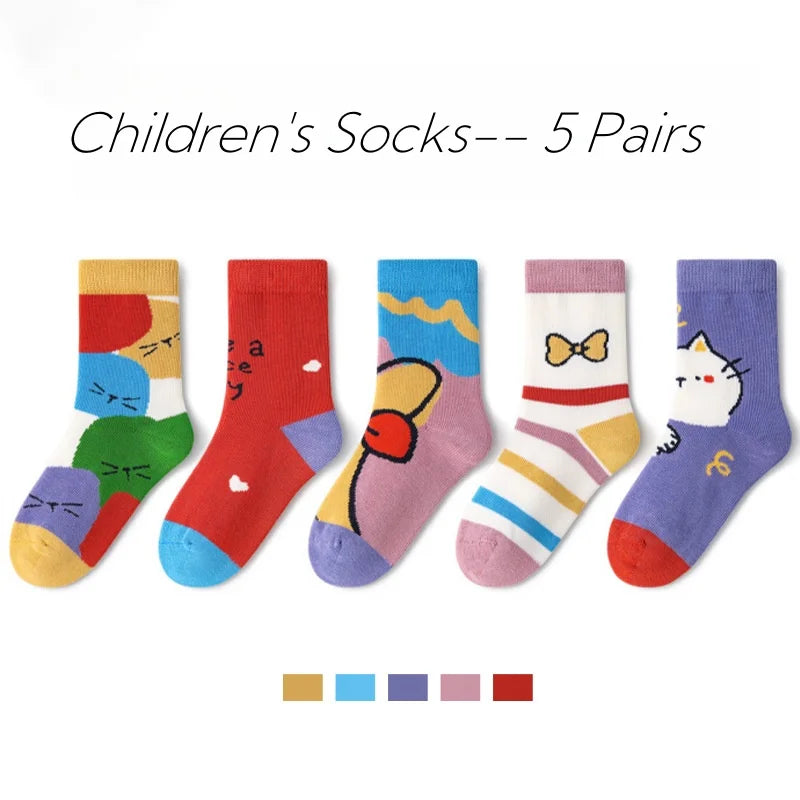 XJK Baby Socks Children Spring Socks Boys Funny Puppy Pattern Socks 5 Pairs Cotton Socks Kids Sock