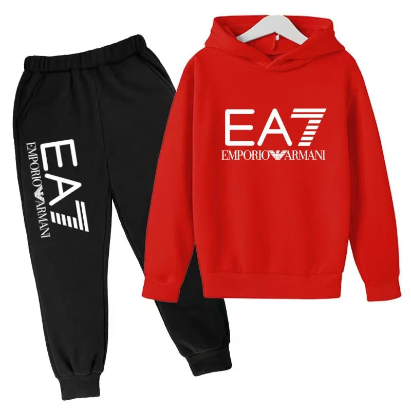 Kids Autumn Winter Hoodie Boy Girl 3-12Yrs Letter Print Clothing Casual Top+Trousers 2P Child Gift Brand Sports Coat Jogging Set