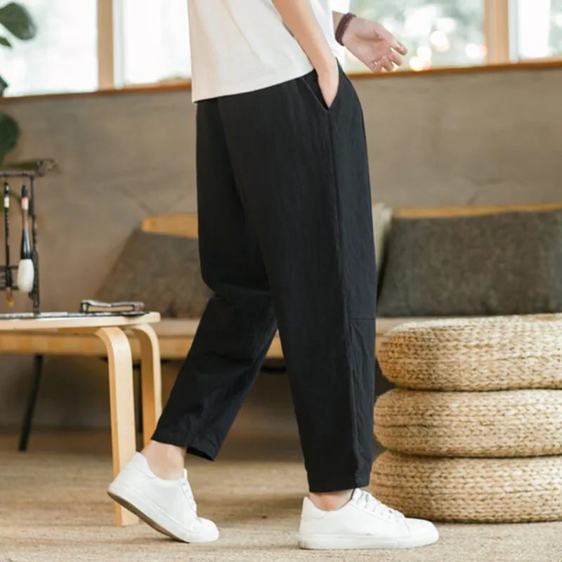 Men's Lightweight Ankel-Length Pants Solid Color Breathable Sweatpants Joggers Men Baggy Pants Streetwear Long Trousers Men