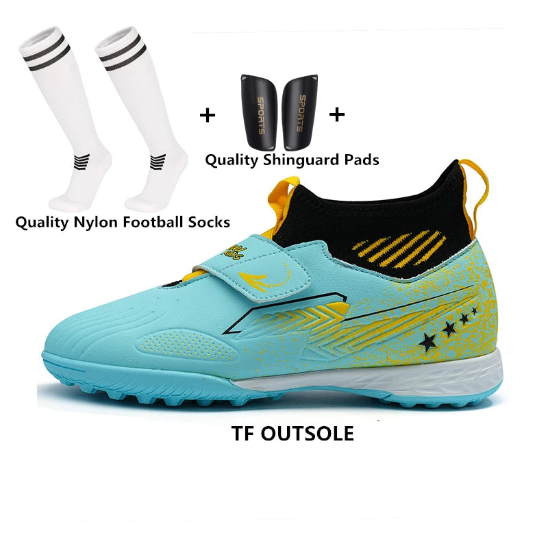 29-39 Boys Football Shoes Velcro Design Kids Girls Soccer Shoes Quality Child Sport Shoes
