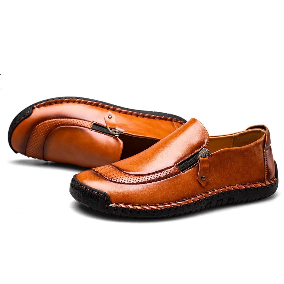 Handmade Leather Men Shoes High Quality Men Loafers Comfortable Soft Sole Walking Shoes Hot Sale Moccasins Men Driving Shoes New