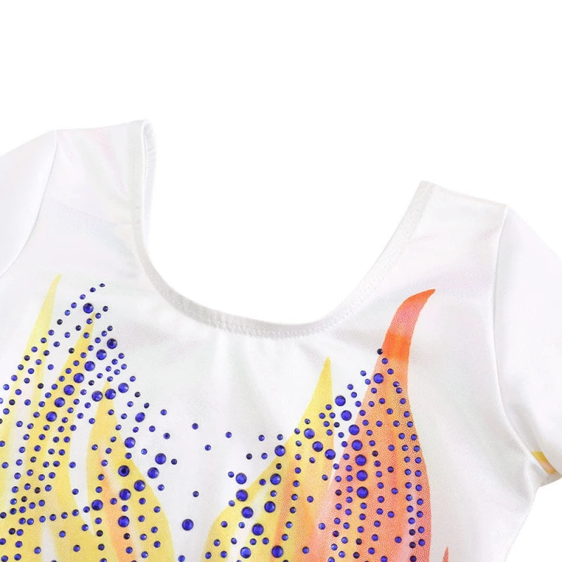 Children Girls Gymnastic Leotards Long Sleeve Unitard Sparkly Tumbling Dance Leotards 5-12 Years Kids Stage Costume