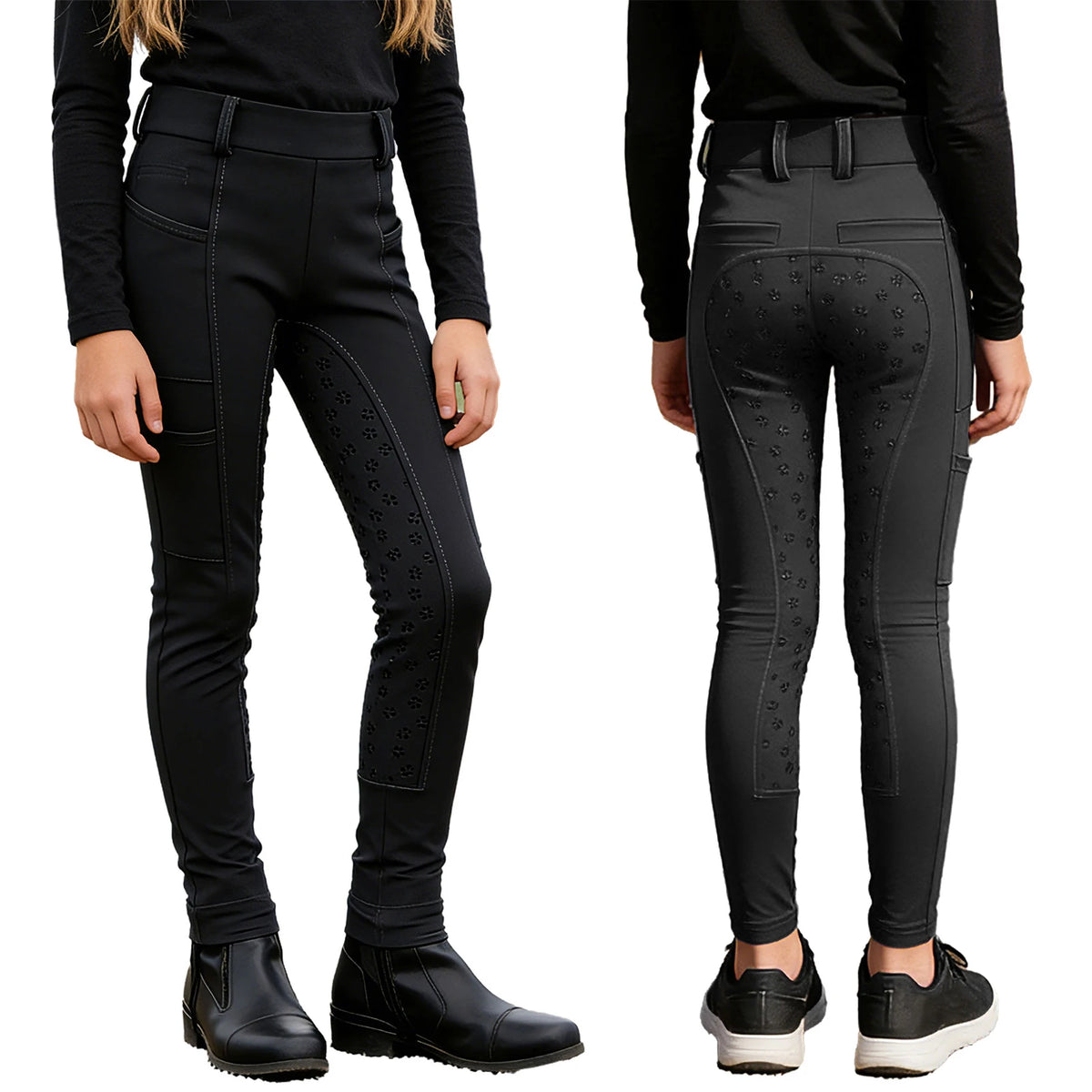 Unisex Kids Boys Girls Horse Riding Sports Clothes Anti-skid Full Seat Equestrian Pants Leggings Workout Bottoms Daily Wear