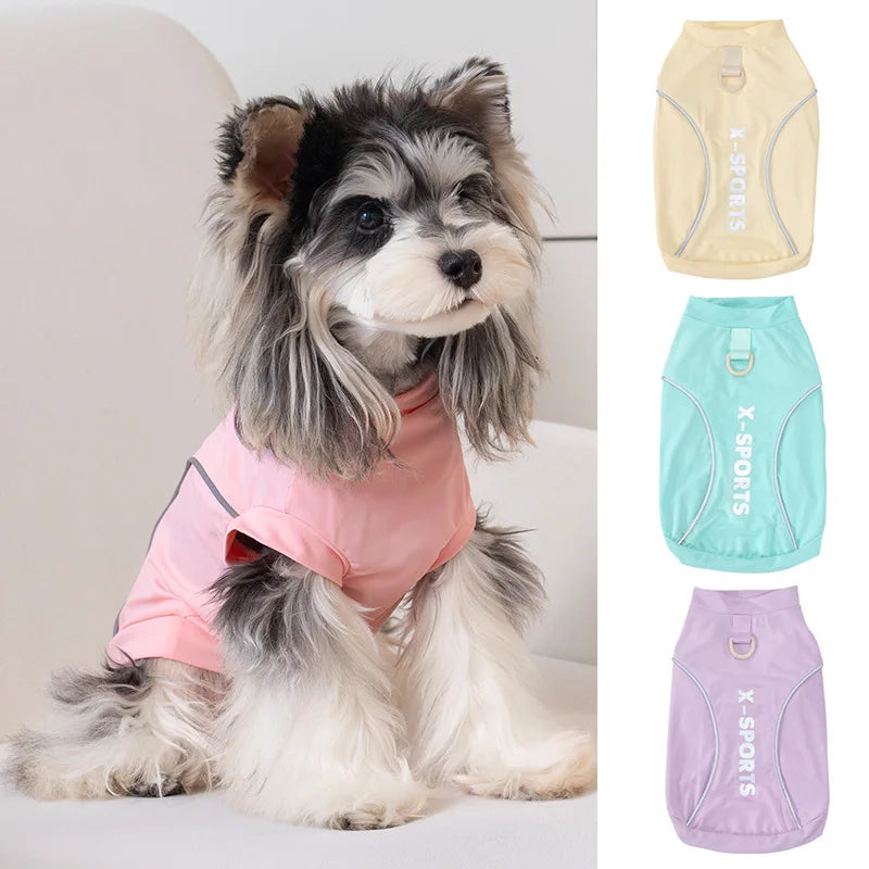 Pet Dog Shirt Summer Clothes for Small Medium Dogs Clothing Polyester Reflective Sports T-shirt Tank Top Puppy Cat Vest Yorkie