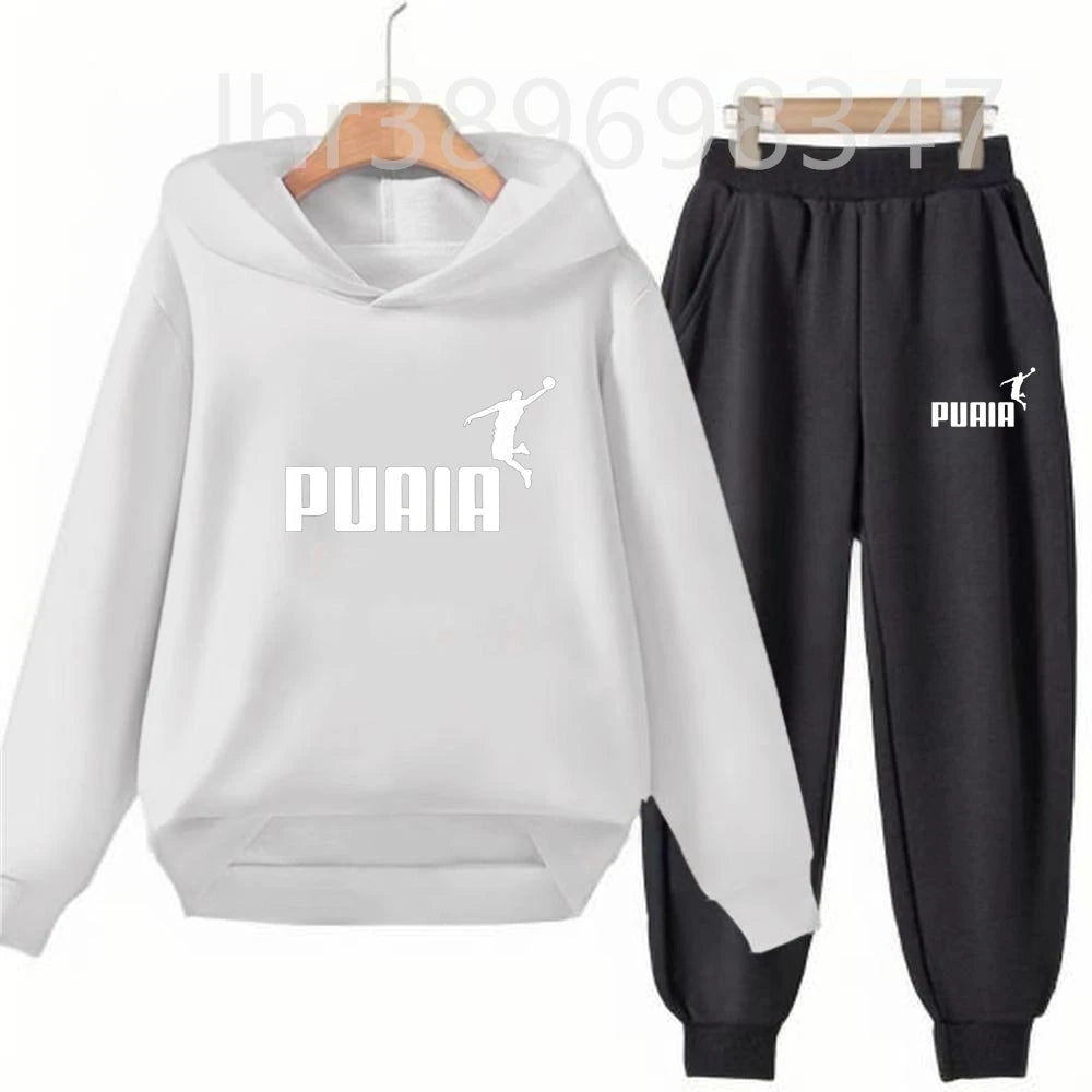 Children's Hoodies Top+Trousers Suit Girls Boy Age 3-12 Coat Casual Toddler Sweatshirt Hood Black Long Sleeves Clothing