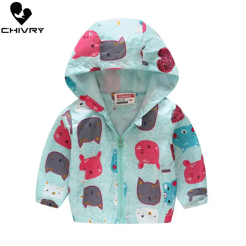 2023 Kids Clothes Boys Jackets Children Hooded Zipper Windbreaker Baby Fashion Print Coat Infant Waterproof Hoodies For Girls