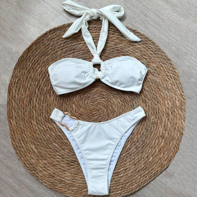 New Sexy White Bikinis Women's Swimwear Female Swimsuit For Swim Wear Bathing Suits Brazilian Bikini Set Beachwear Pool Bather