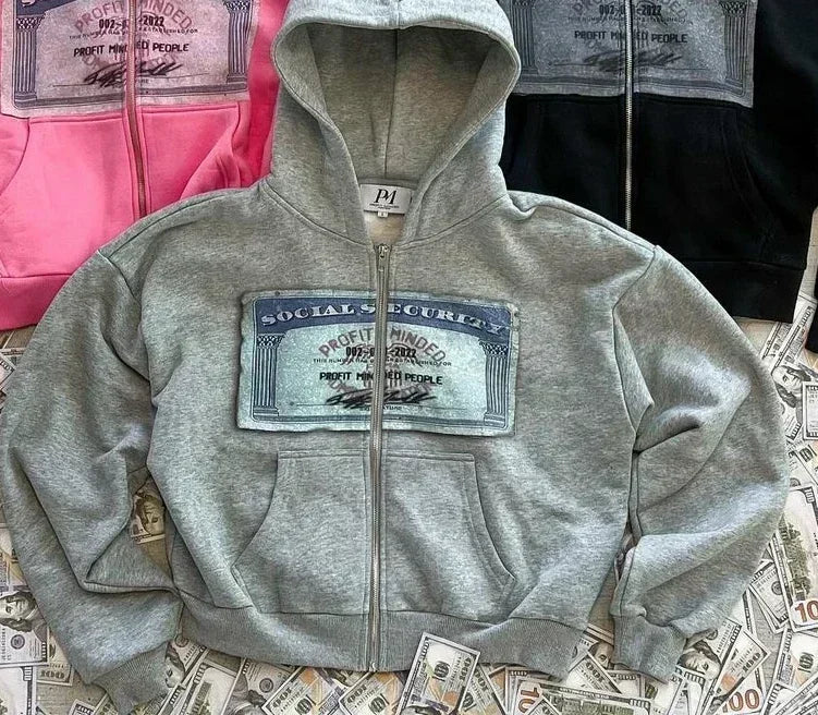 Retro Autumn Hoodies For Men And Women Printed Personalized Patterns Street Style Street Hooded Cardigan Long Sleeves