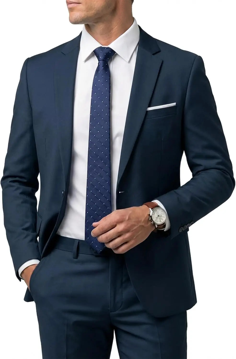 Men's 2 Piece Suit  One Button Slim Fit Solid Jacket  Pants Set Suits for Men Party Wedding Prom  Business