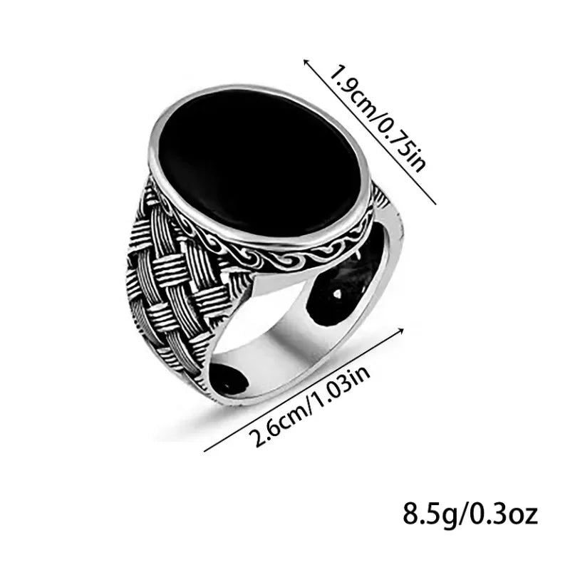 Men's Ring Mysterious Totem Pattern Retro Style Fashion Trend Popular Classic Hand Jewelry Suitable for Team Gifts