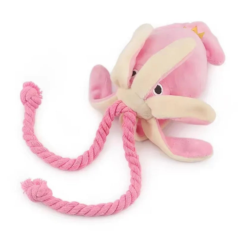 1PC Octopus Shaped Pet Plush Toys Squeaky Rope Interactive Chew Toys for Small Large Dogs Cats Puppy Teething Training Plaything