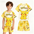 Boys and Girls Summer Short Sleeve Pikachu Pajamas Sets Kids Pyjamas Animal Cartoon Baby Homewear Nightwear for 2 to 14Years