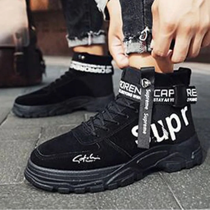 Fashion Men's Boots High-top Tooling Men's Ankle Boots designer Motorcycle Boots comfortable Leather Shoes Male Big Size 39-44