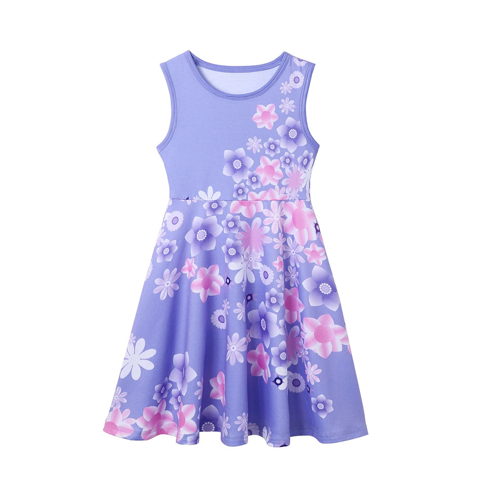 Children's Casual Dress for Girls Mermaid Rapunzel Dress One-Shoulder Sling Short Sleeve Princess Costume Summer Casual Vest