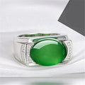 Green Jade Ring Fashion Chalcedony Men Gifts Gemstone Lucky Jewelry Zircon Natural Crystal Women Amulet Charm