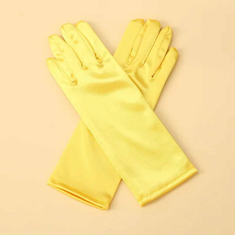 5-12 Years Girls Princess Accessories Kids Satin Gloves For Costume Children Birthday Halloween Party Cosplay Gloves Gift