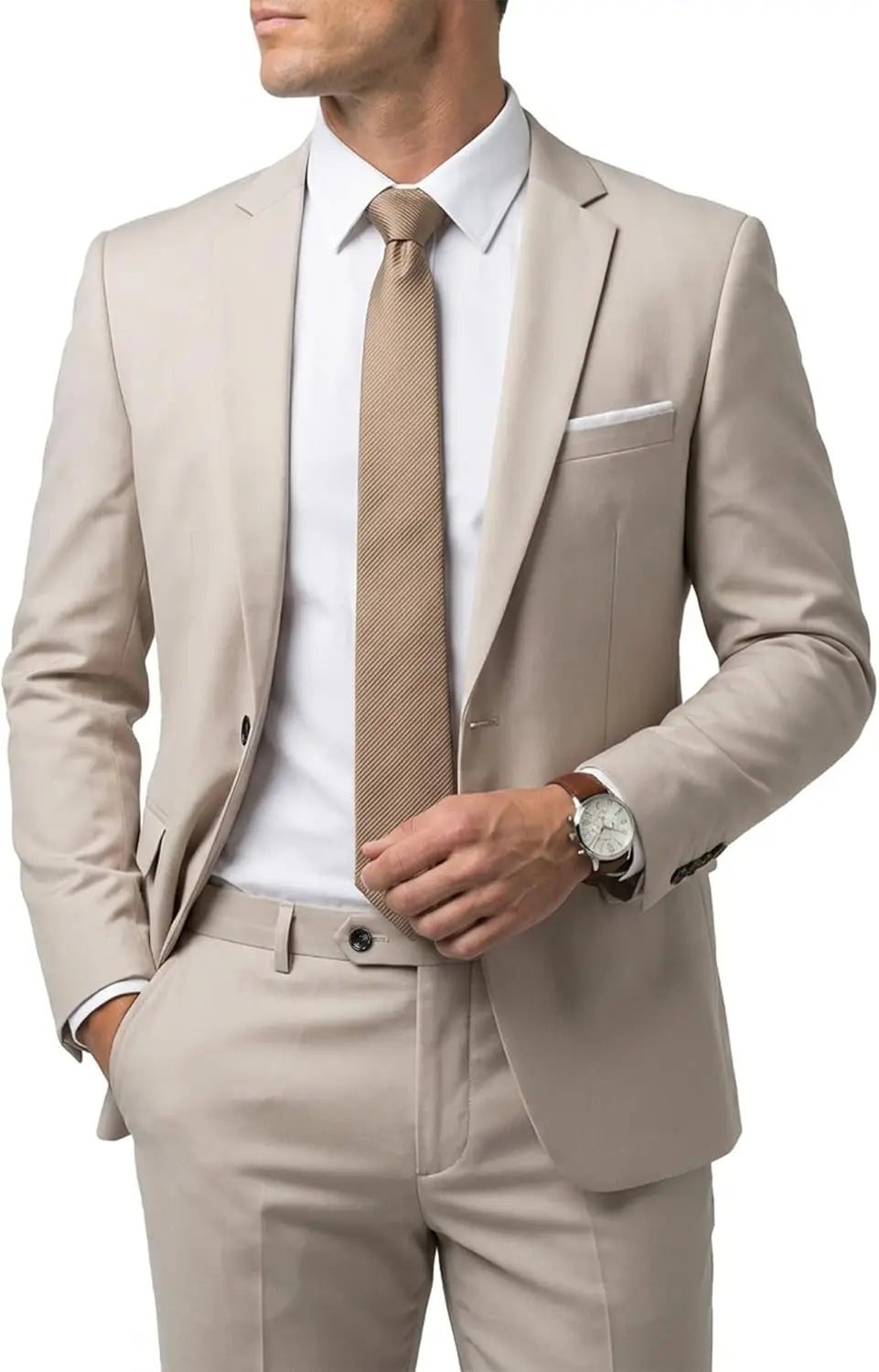 Men's 2 Piece Suit  One Button Slim Fit Solid Jacket  Pants Set Suits for Men Party Wedding Prom  Business