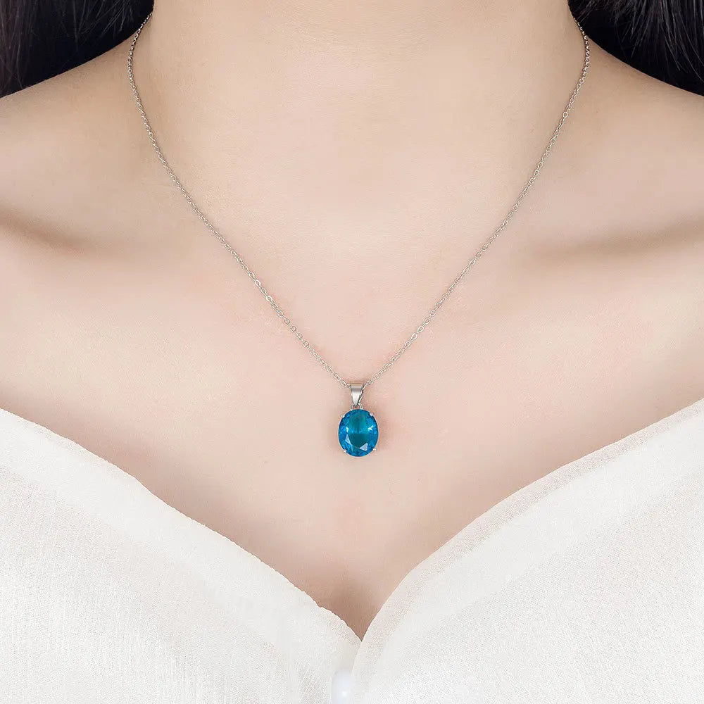 925 Sterling Silver Jewelry Sets For Women Ellipse Zircon Ring Necklace Earrings Luxury Accessories Offers