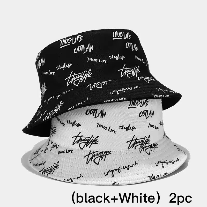 Hats, Female Letters, Fisherman's Hats, Trendy Casual And Versatile, Double-Sided Basin Hats, Men's Sunhats In All Seasons