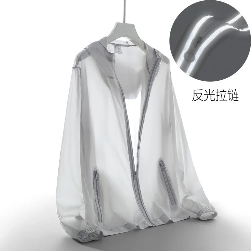 UPF 50+ UV Sun Protection Clothing Men Hoodie Windbreaker Breathable Ultrathin Sunscreen Jacket Outdoor Fishing Running Jacket