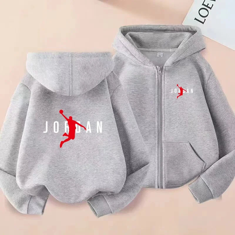kids Autumn Winter Sweatshirt Basketball Charming Clothing Zipper Style Hoodie Girl Boy 3-12 Years Fashion Blue Black White Coat